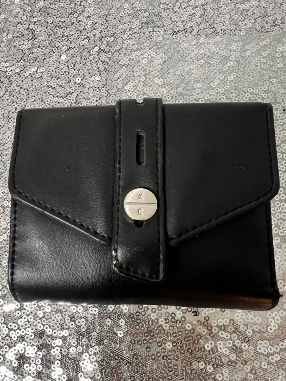 Kenneth Cole Black Vegan Leather Envelope Wallet